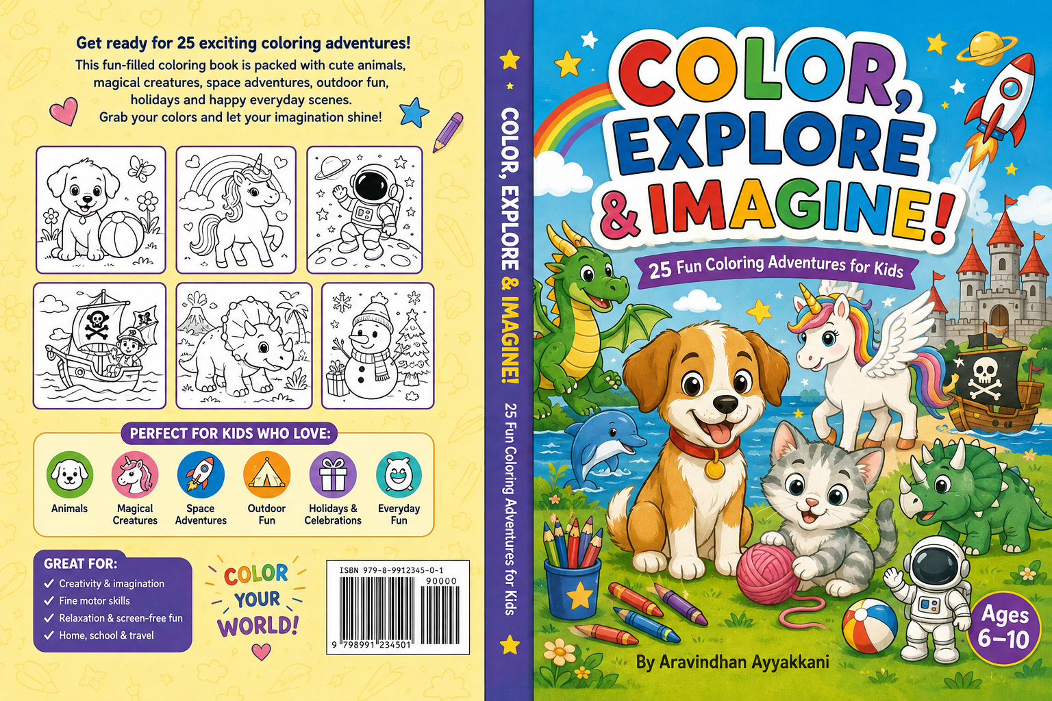 Color, Explore & Imagine! 25 Fun Coloring Adventures for Kids cover