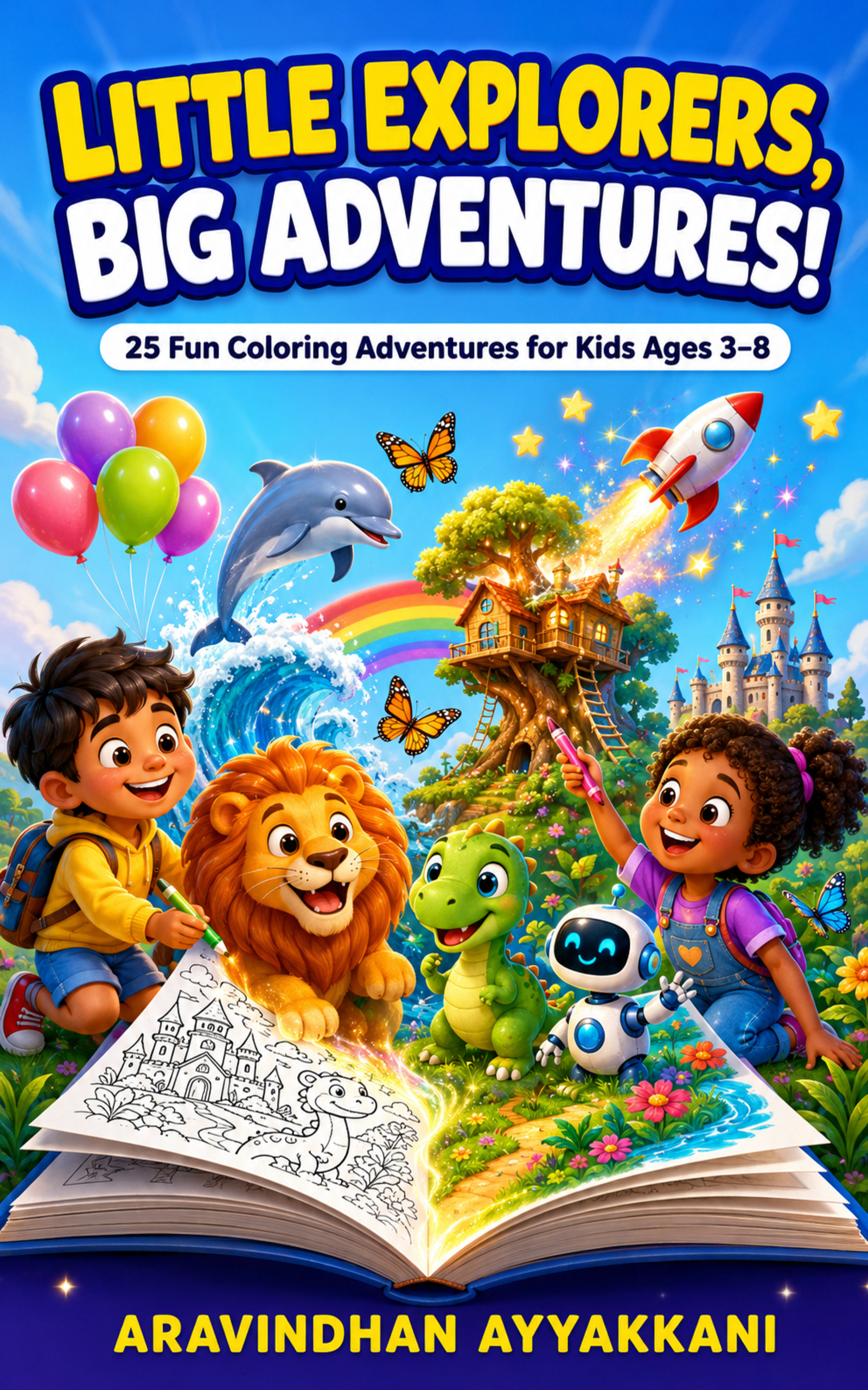 Little Explorers, Big Adventures! 25 Fun Coloring Adventures for Kids Ages 3–8 cover