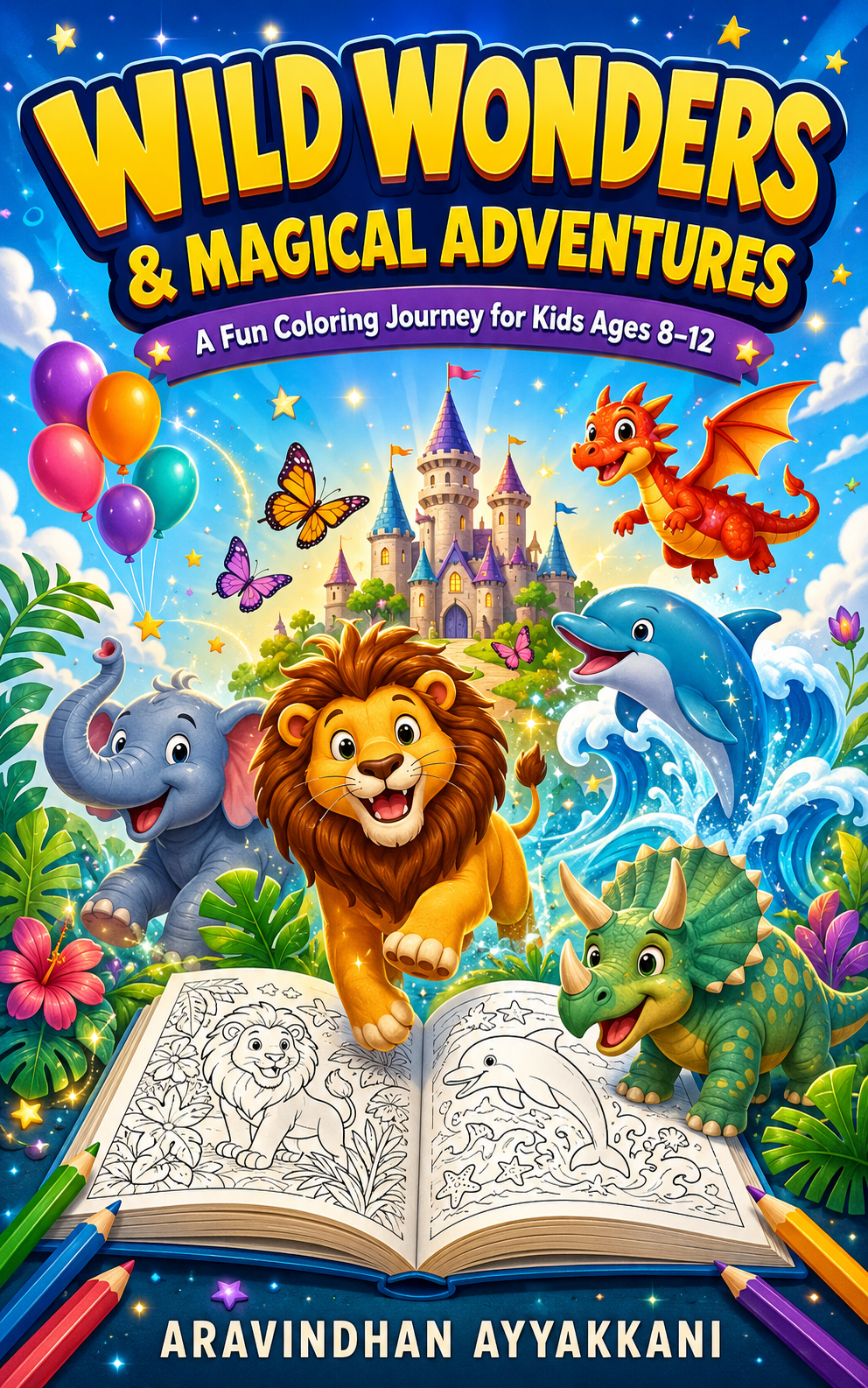 Wild Wonders and Magical Adventures: A Fun Coloring Journey for Kids Ages 8–12 cover